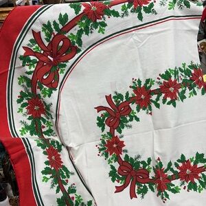Mid century Christmas tablecloth-oval